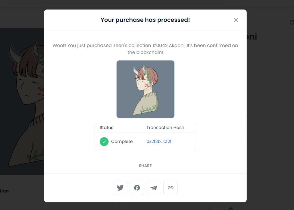 OpenSeaでNFTを購入「Buy now」