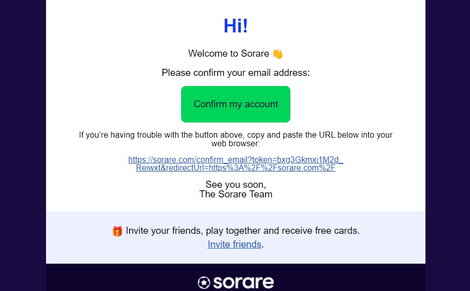 Sorareに登録