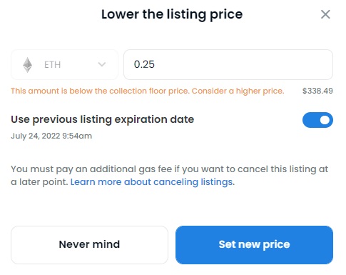 OpenSea　Lower price