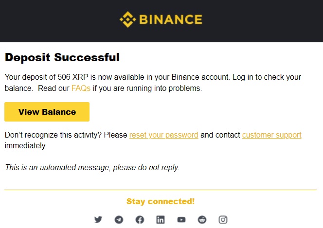 GMOコインからBinanceへXRP送付